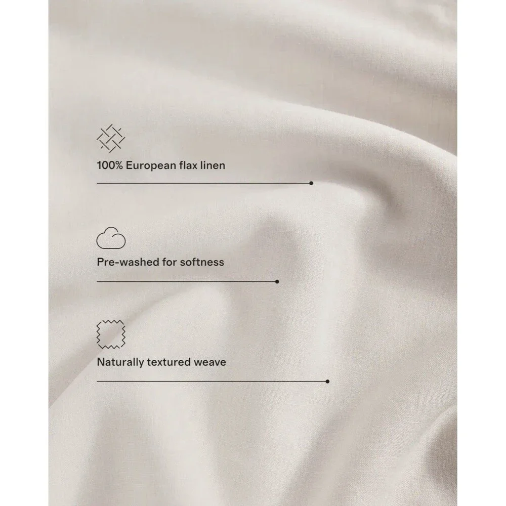 Quince European Linen Duvet Cover Set King Cal King Sand New Hard To Find $214